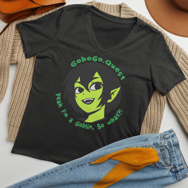 GoboGo.Quest Logo - I'm a Goblin -Women’s relaxed v-neck t-shirt - Image 4