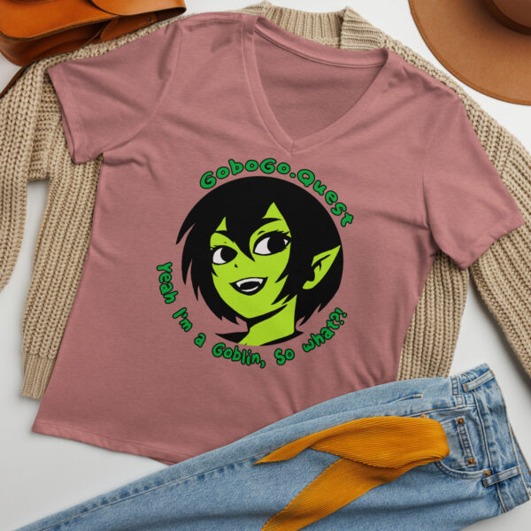 GoboGo.Quest Logo - I'm a Goblin -Women’s relaxed v-neck t-shirt