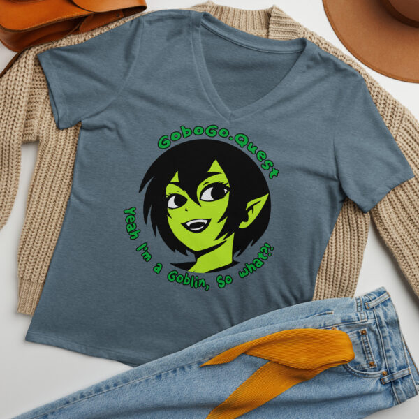 GoboGo.Quest Logo - I'm a Goblin -Women’s relaxed v-neck t-shirt - Image 5
