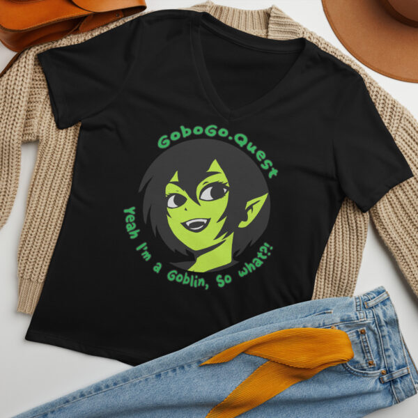 GoboGo.Quest Logo - I'm a Goblin -Women’s relaxed v-neck t-shirt - Image 2