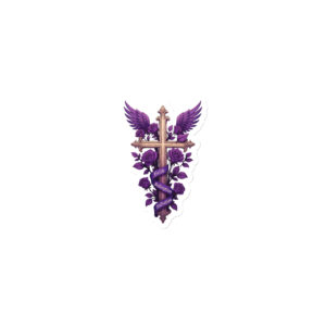 Faith, Redemption, Salvation Purple Rose Cross Magnet