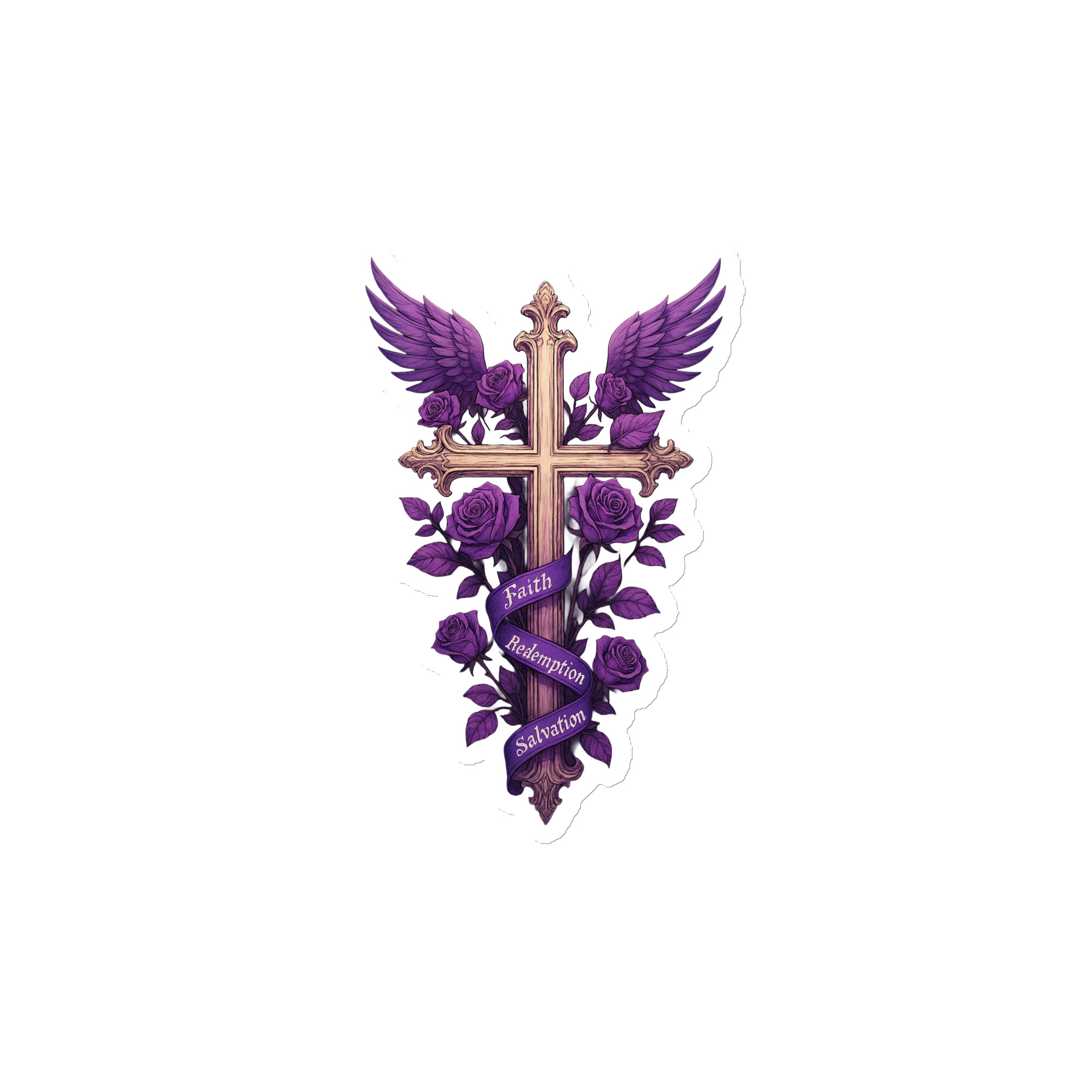 Faith, Redemption, Salvation Purple Rose Cross Magnet - Image 2