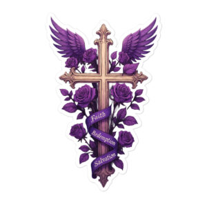 Faith, Redemption, Salvation Purple Cross stickers